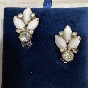 Weiss White and Silver Crystal Earrings